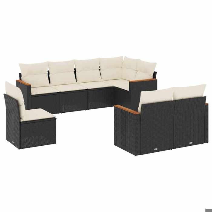 VidaXL Salon de Jardin avec Coussins 8 pcs, Canapés de Terrasse, Ensemble de Meubles de Patio, Mobilier d'Extérieur, Noir 3258563