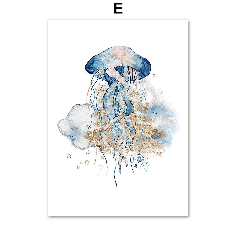 Seahorse Octopus Manta Ray Whale Jellyfish Wall Art Canvas Painting Nordic Posters And Prints Wall Pictures Baby Kids Room Decor