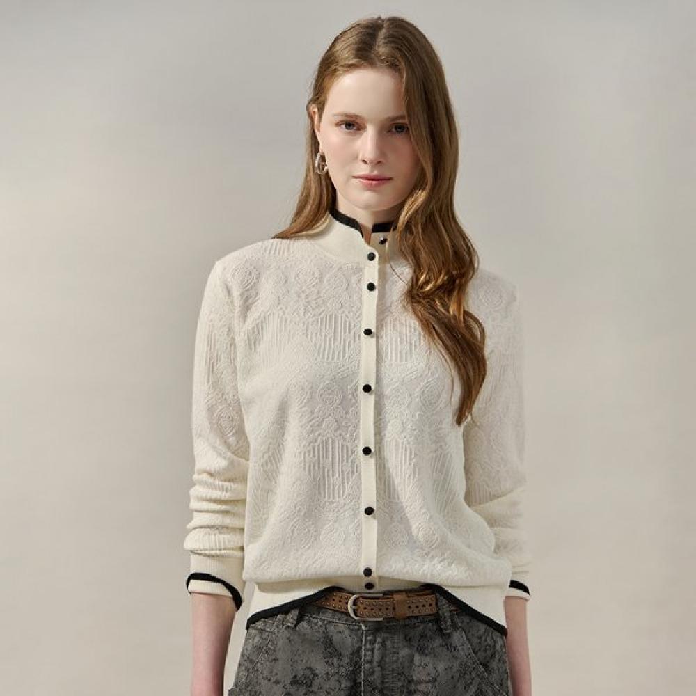 

Maxza Color Collar Button Jacquard Knit Zf03qk003na Ivory/FREE
