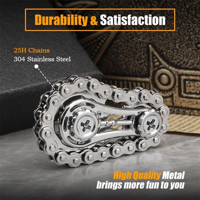 Sprockets Hand Roller Fidget Chain Toys, Metal Dual-Gear Chain Fidget Spinner - Precision Machined Stress Relief Focus Toy