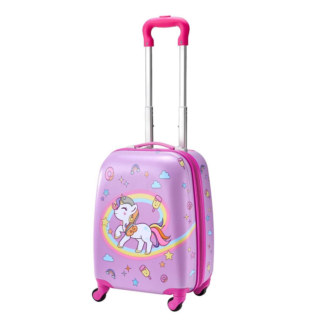 Kids Luggage Set, 5 Piece, 45.7 Cm Hardside Rolling Wheels Suitcase with Backpack & U-shape Pillow, Unicorn Kids Carry On Luggage Set, Holiday