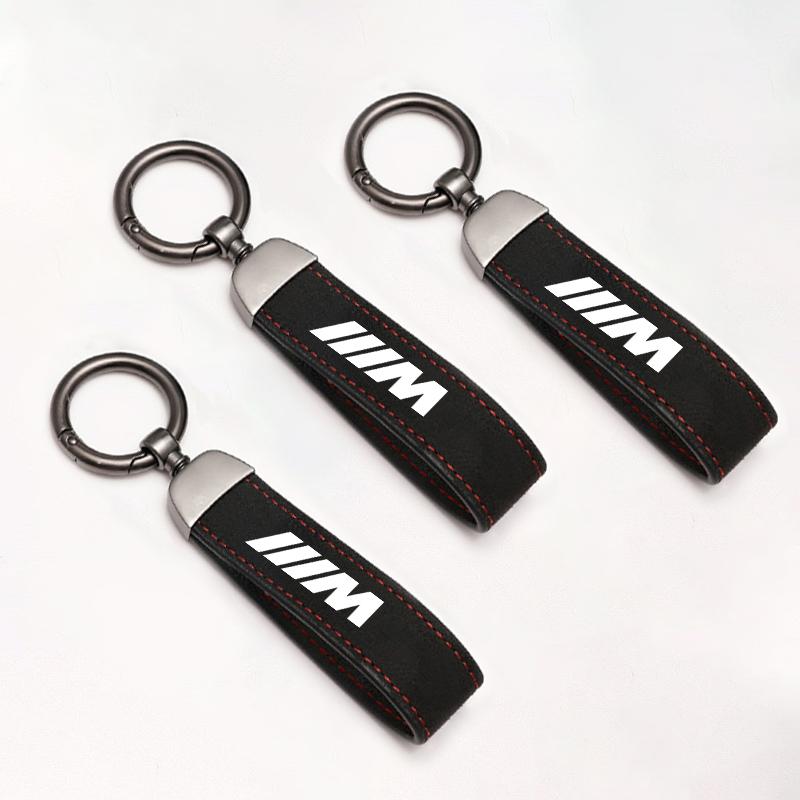 Luxury Suede Leather Car Emblem Key Chain Key Ring Clasp Decorative For BMW M Sport Performance E46 E39 E36 E60 E90 E87 E53 F15 rvsh75