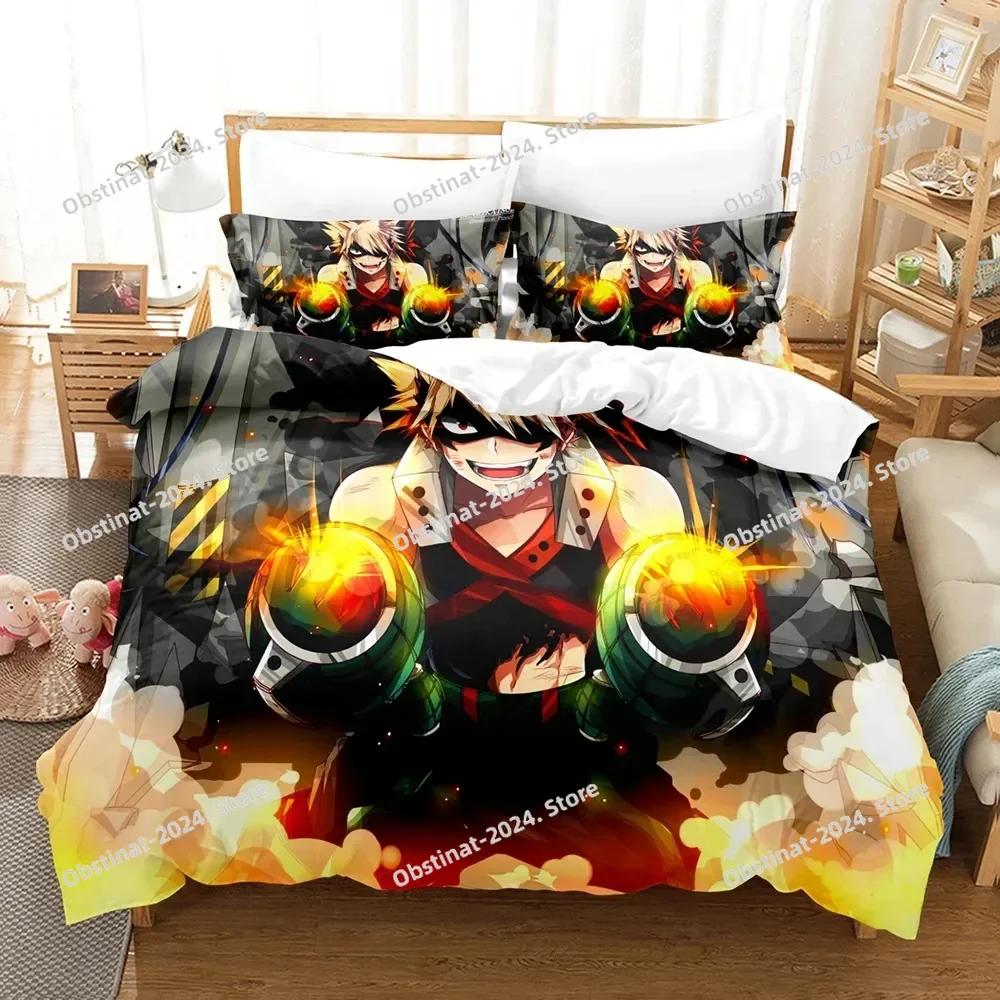 My Hero Academia Beding Set Japan Anime Printed Bed Linen Set With Pilowcase Soft Duvet Cover Soft Single Double Quen Super King-Sized Dimensionsd