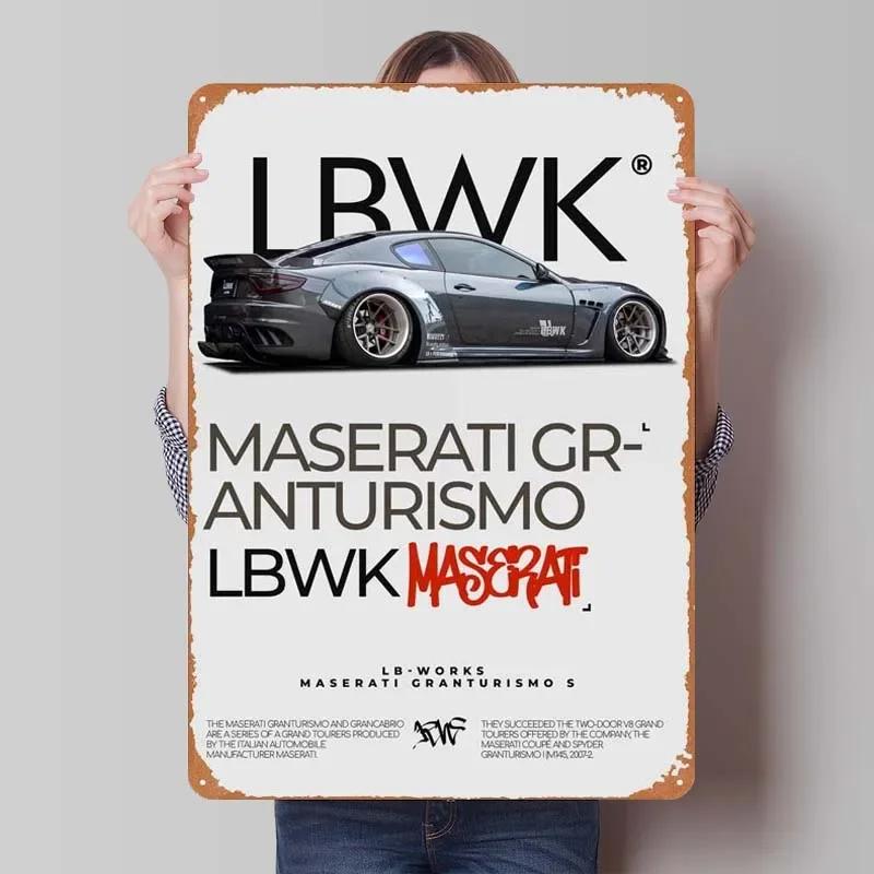 Maserati Plåtskylt Bilar Poster Dekoration för Hemdekorationer Retro Metallskylt Plakett för Garagsväggkonstdekoration Rum