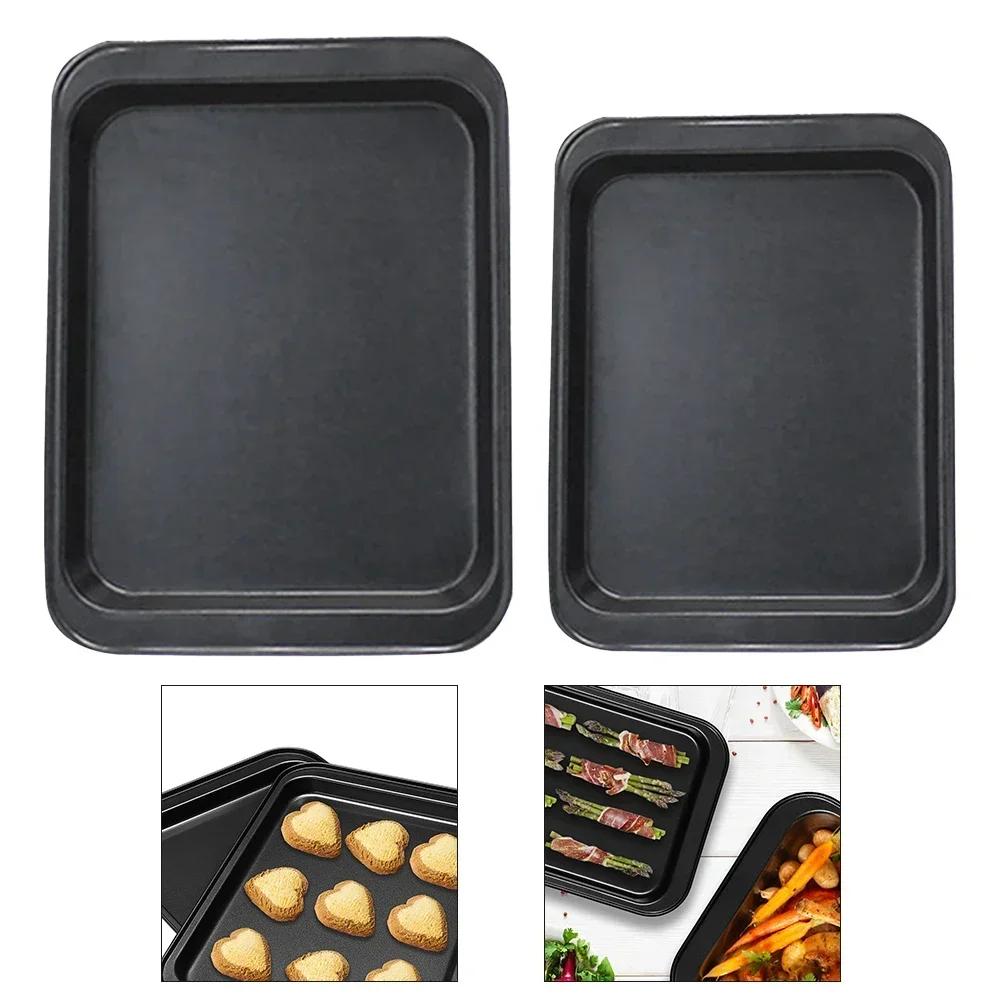 For Baking Bread Easy Clean Baking Tray Bread Cake Baking Tray Oven Use Color Black Rectangular Uniform Heat Distribution