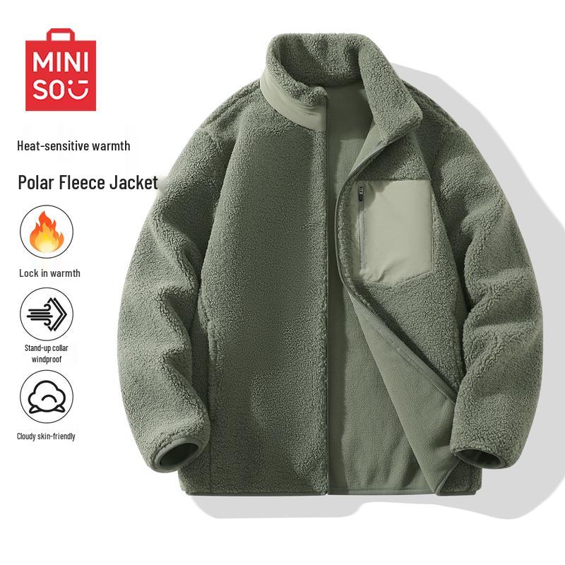 MINISO Men s Plush-lined Stand Collar Windproof Jacket M