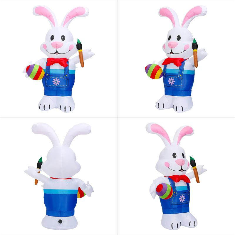 5.9FT Easter Inflatable Bunny Decorations Build-in LED Easter Egg Rabbit Inflatable Toys for Party Outdoor Home Garden Decor