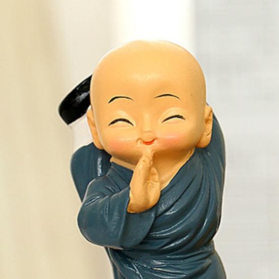 4 Pcs Baby Buddha Statue Small Buddha Monk Figurine Little Kungfu Monk Sculpture for Home Office Desk Car Dashboard Decor