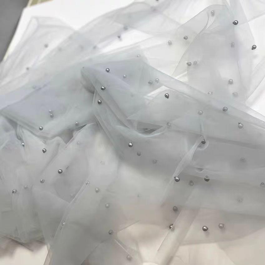 Weicher seidiger Perlen-Netzstoff für handgefertigte Hochzeitskleider & Desserttisch-Dekoration