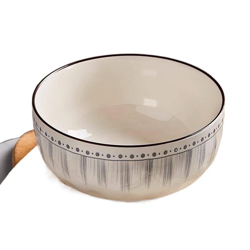 Luxury Ceramic Soup and Noodle Bowl Set - New 2025, Large 8-inch & 6-inch Sizes, High-End Light Design