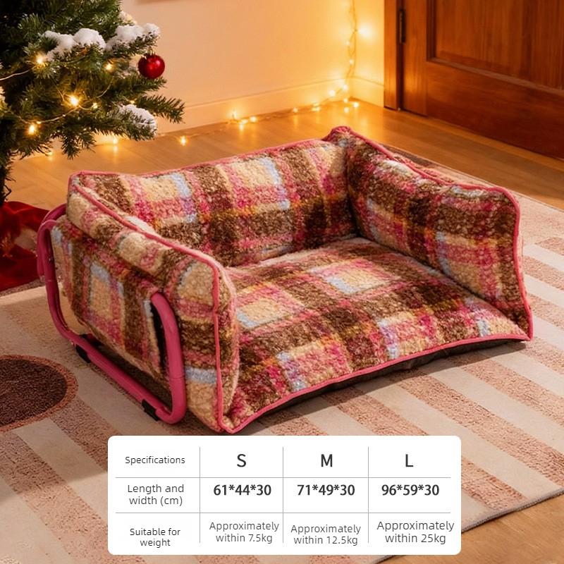 

Pet Bed Dog Kennel Sofa Bed Washable Pet Nest Small Dog Warm Cat Nest Christmas Gift for Puppy Fleece Dog Winter Warmth Bed S within 7.5 kg