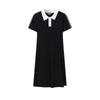 White Woven Shoulder Line Simple Fashion Versatile Short Sleeve Dress Women Dress Black F11W633308FBK