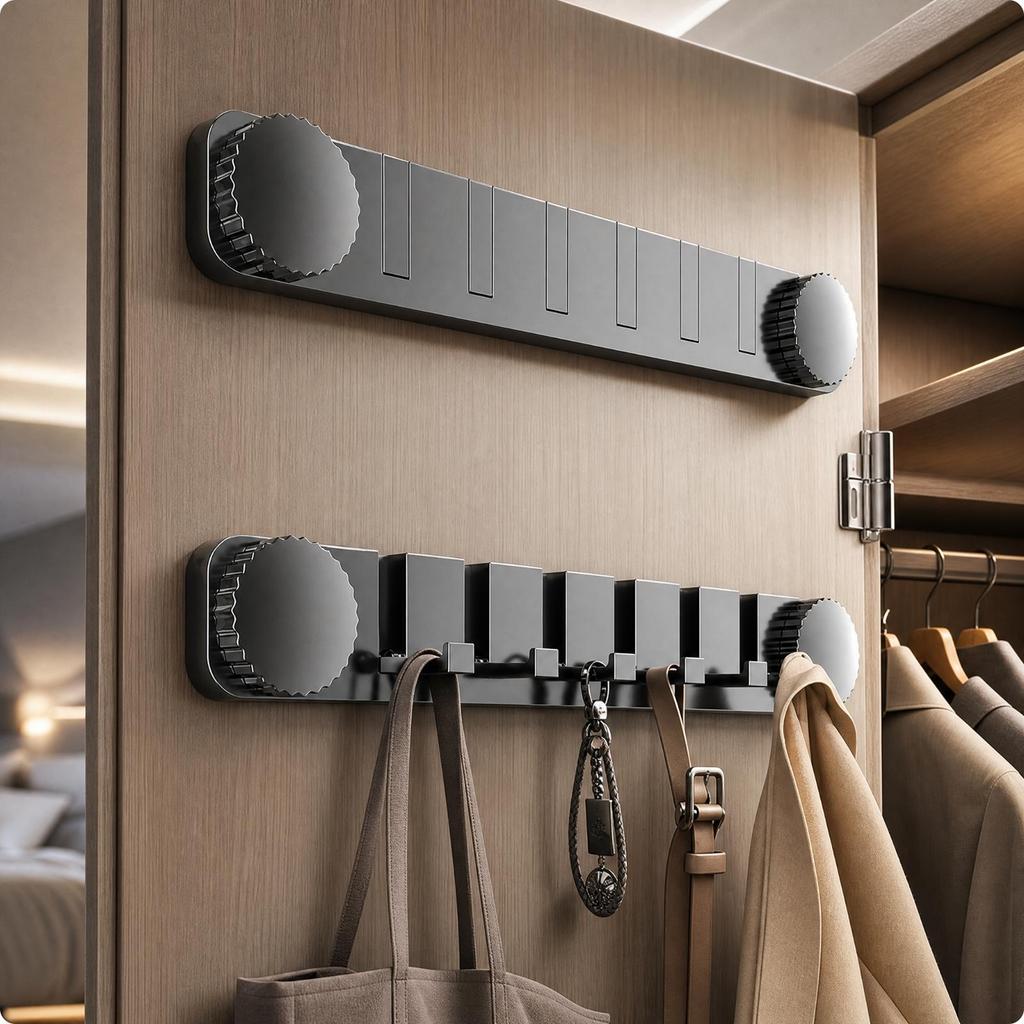 2 Pieces Six-Hook Suction Hanging rackSaving for Entryway, Bedroom