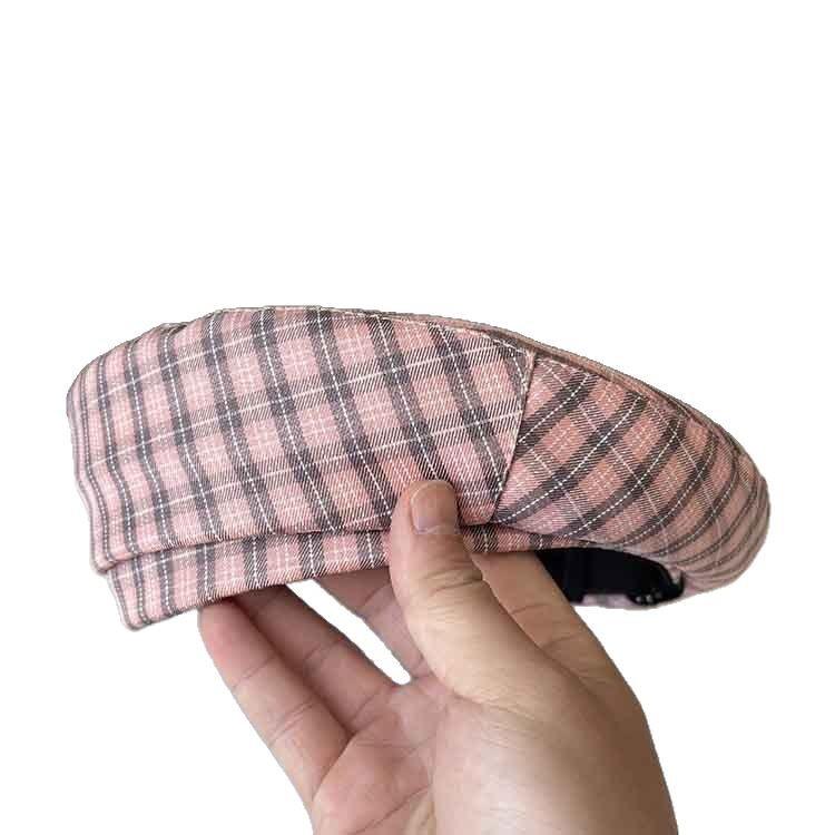 Hat Female Vintage British Plaid Beret Spring Summer Thin Breathable Painter Hat Versatile Soft Girl Pumpkin Hat