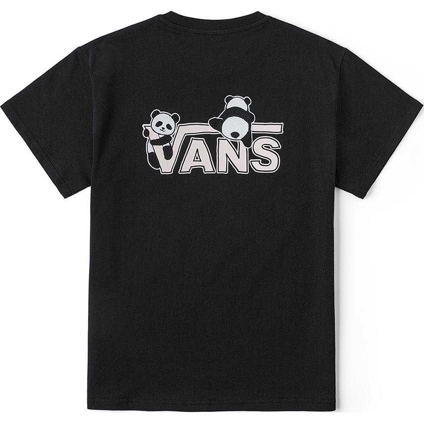 Vans Panda Letter Print Round Neck Pullover Short Sleeve Breathable T-Shirt Unisex T-Shirts Black VN000P3TBLK