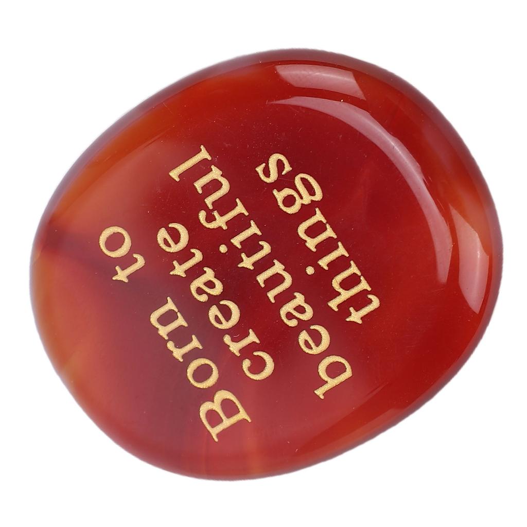 Engraved Stone Born to Create Beautiful Things Red Agate Worry Stone Motivational Present for Yourself Parents Family
