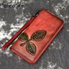 Johnature Vintage Leisure Wallet Card Holder Genuine Leather Long Women Wallets First Layer Cowhide Phone Purses
