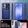 Pouzdro na telefon Samsung Galaxy S26 Ultra s držákem na karty, posuvným krytem fotoaparátu a stojánkem, protipádové pouzdro-peněženka z PC+TPU - Modrá