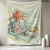 Paddington Bear Pattern Wall Tapestry Aesthetic Wall Hanging Printed Fabric Blanket Decorative Tapestries for Bedroom Living Room Home Decor