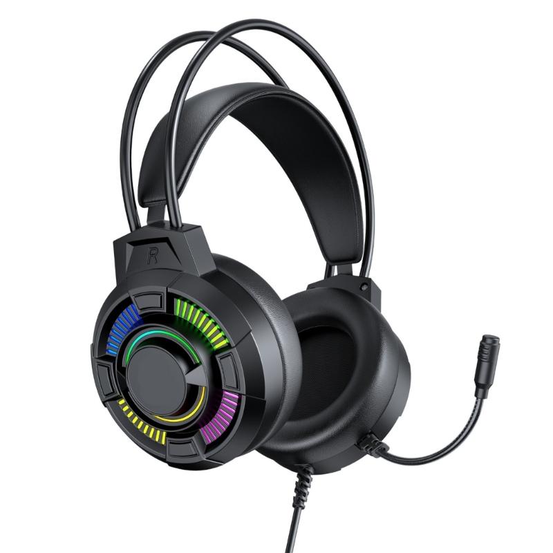 Led Illuminated Headset with 7.1Channel Surround Sound Adjustable Noise Reduction Mic for Gaming Enthusiasts Comfort Fit