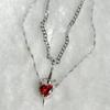 Heart and Sword Necklace Couple Necklaces Zircon Crystal Ring Bracelet Necklace Jewelry Set for Romantic Valentine's Day Gifts