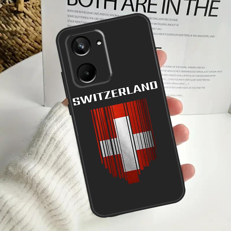 Switzerland Swiss Flag For Realme GT Neo 5 GT5 9 10 11 12 Pro Plus C30 C31 C33 C35 C25s C21Y C51 C55 C67 C53 Case