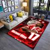 Soccer Star Area Rug, Michael Olise Bayern Munich 17 Red Stars Grunge Crest Print, Football Fan Decor, Non-Slip Mat