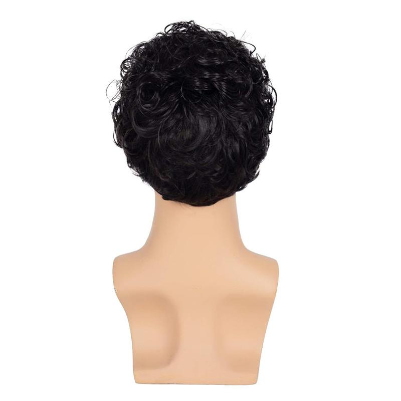 Synthetic Afro Curly Wigs with Bangs for Men Wig Short Natural Hair Male Wig 80s Costume Halloween Cosplay Wigs