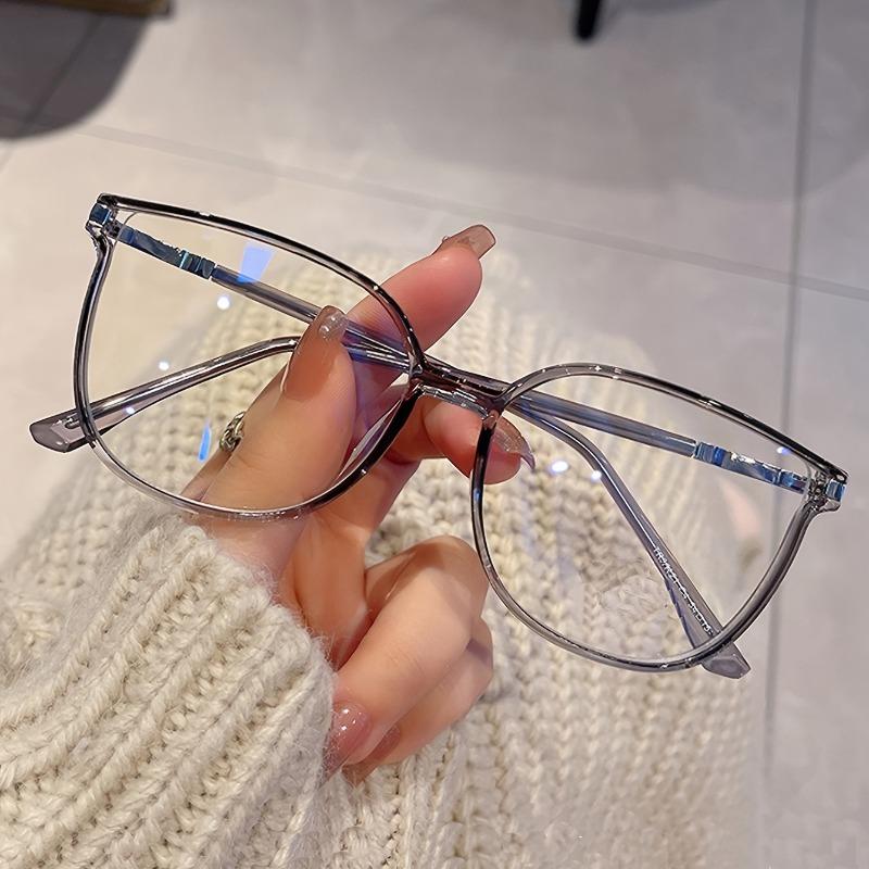 1-Pair Women's Shiny Retro Cat-Eye Glasses with Blue Light Blocking Transparent Lens Full Frame Cat Glasses