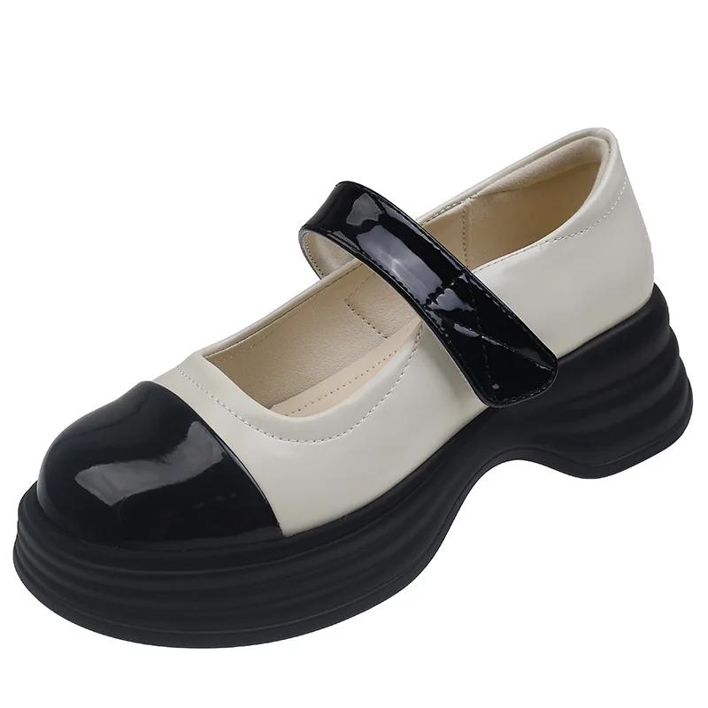 

Модные туфли Mary Janse из кожи для женщин 2024 года, весна-осень, новые дизайнерские повседневные туфли на толстом каблуке, женские туфли-лодочки с увеличенным каблуком 35