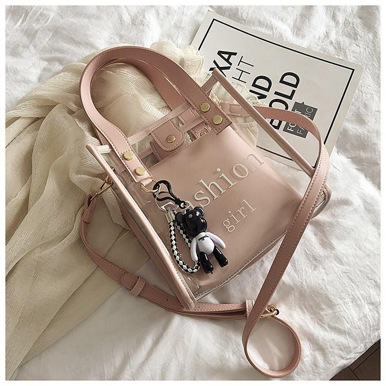 

Trendy Pvc Transparent Jelly Bag For Women Chic Summer Crossbody Handbag Soft Material рожевий
