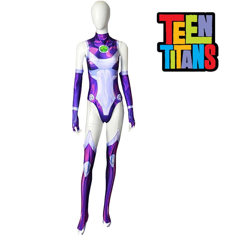 Titans Cartoon Teen Starfire Cosplay Costume Bodysuit Anime Heroes Roleplaying