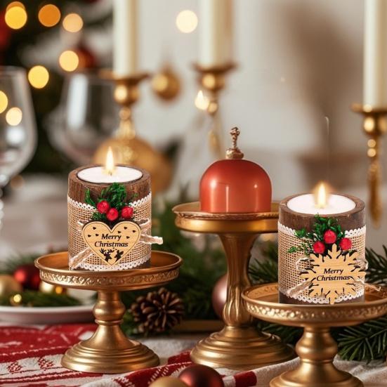Vánoční svícen Dřevěný Veselé Vánoce Svícen na čajovou svíčku Slavnostní dekorace Vánoční svícen na čajovou svíčku pro sváteční dárek Dekorace na novoroční párty