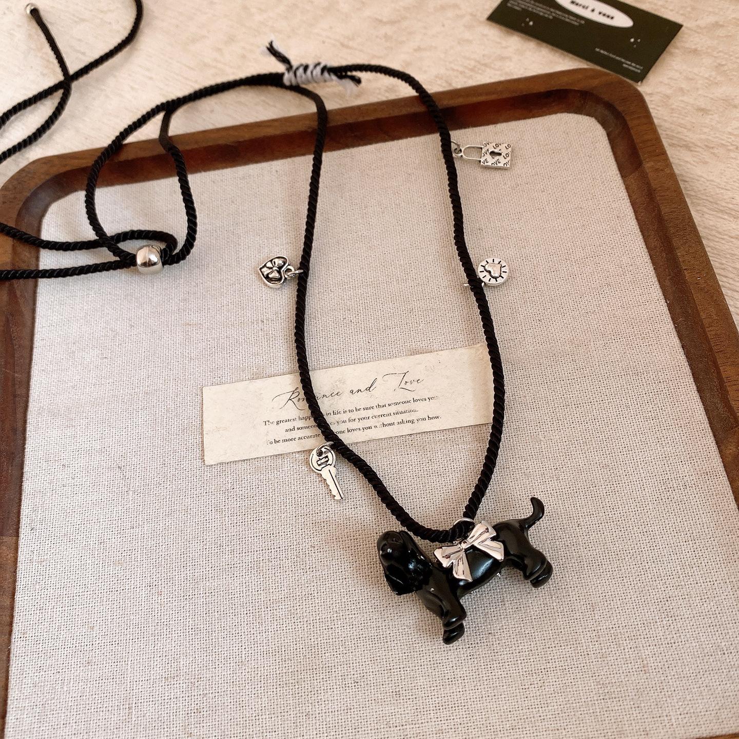 Любовь замок-бант бахрома щенок подвеска ожерелье легкая роскошь цепочка для свитера простое ожерелье