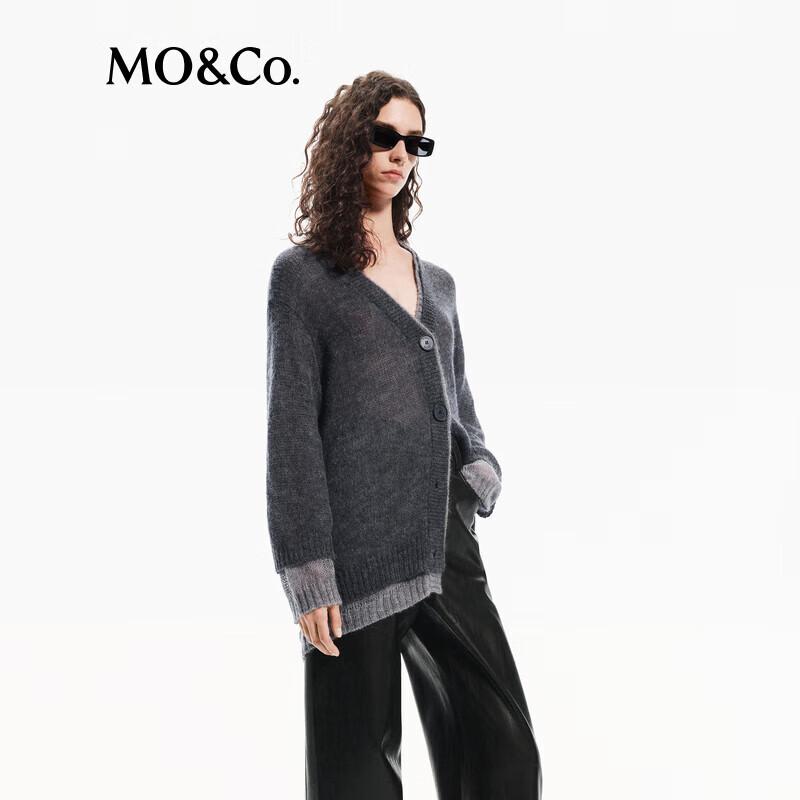 MO&Co. Faux Two-Piece Mohair Wool Blend Cardigan