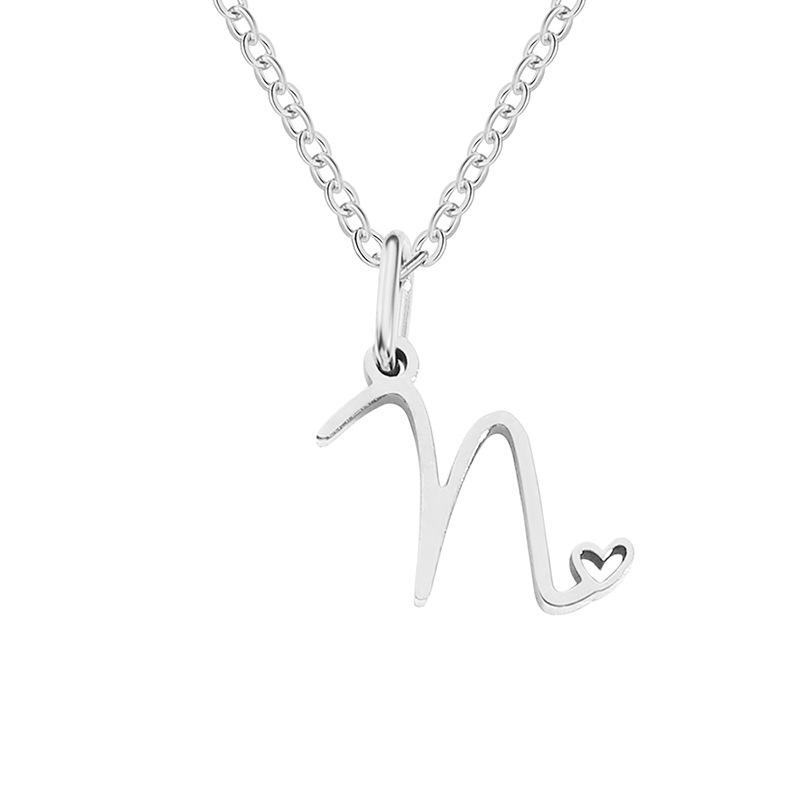 eManco Women's Niche Stainless Steel Letter Clavicle Necklace