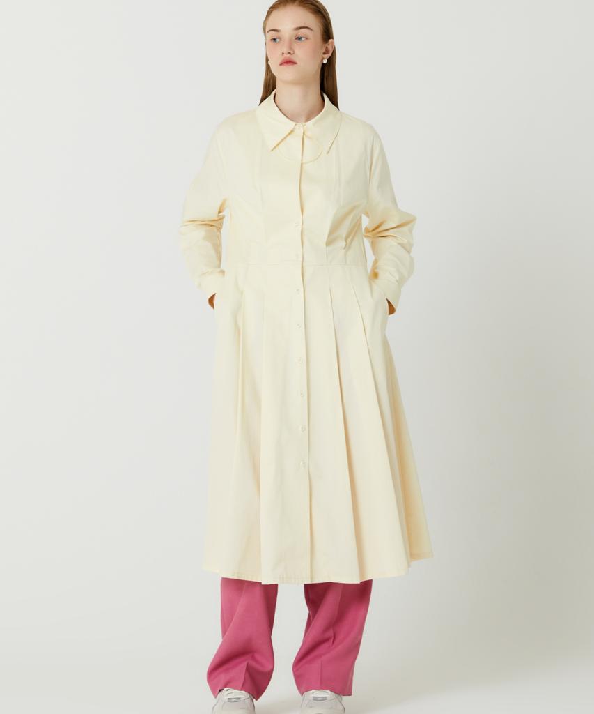 The Studio K Short Shirt Layered Slim Long Dress (Ivory)