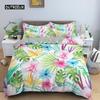 Tropical Plant Bed Linen Collection Green Leaves Quilt Cover with Zipper Closure Comforter Cover Queen Size King Dimension Full Polyester Fabric Quilt