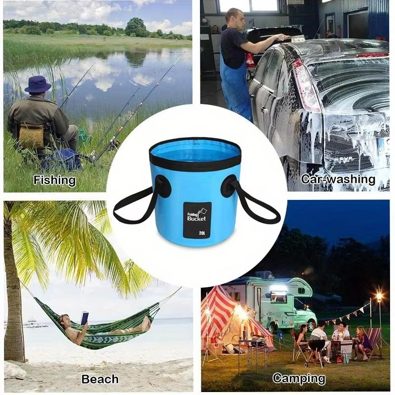 Folding Bucket Portable Outdoor Travel Foldable Water Bucket Bowl Sink Washing Bag Car Wash Bucket Multifunction for Camping