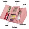 Portafoglio da donna con ricamo Portafoglio da donna in pelle con pochette tri-fold Portafogli lunghi Portamonete Borsa a mano Busta con fibbia