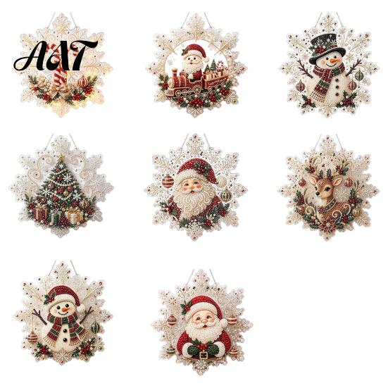 Festliche Heimwanddekorationen Weihnachten Perlmutt-Malerei Sonnenfänger Kunst-Bastelset, Acryl-Schneeflocken-Form Platten-Ornament Bastelsets mit Spitzenrand, 3D