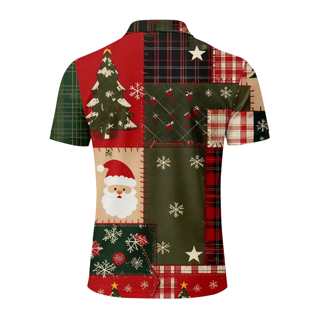 Men's Casual Short Sleeve Shirt with Christmas Print and Loose Fit for Holiday