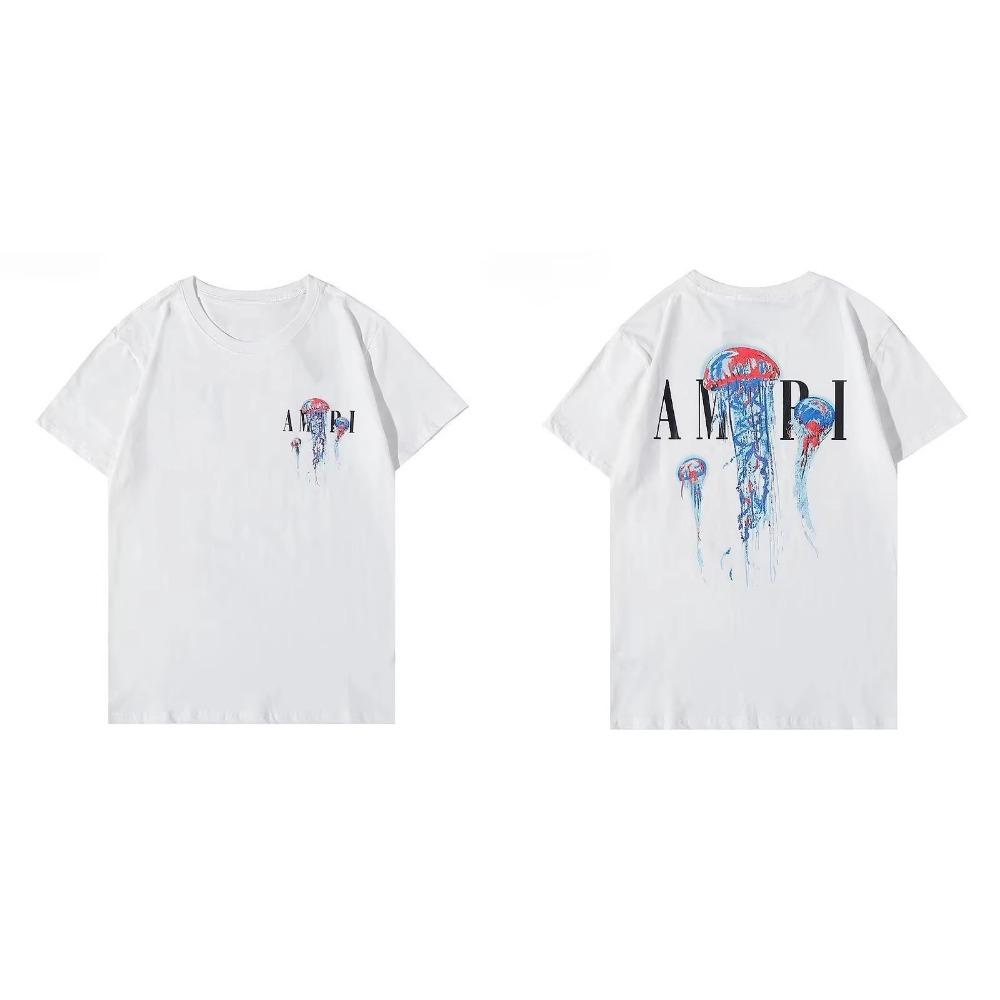 New Fashion AM Fashion Short Sleeve Round Neck Bright Print Casual Hip Hop High Street Half Sleeve T-shirt for Men and Women