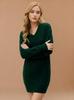 2025 Autumn/Winter Women's Mid-Length V-Neck Cable Knit Dress