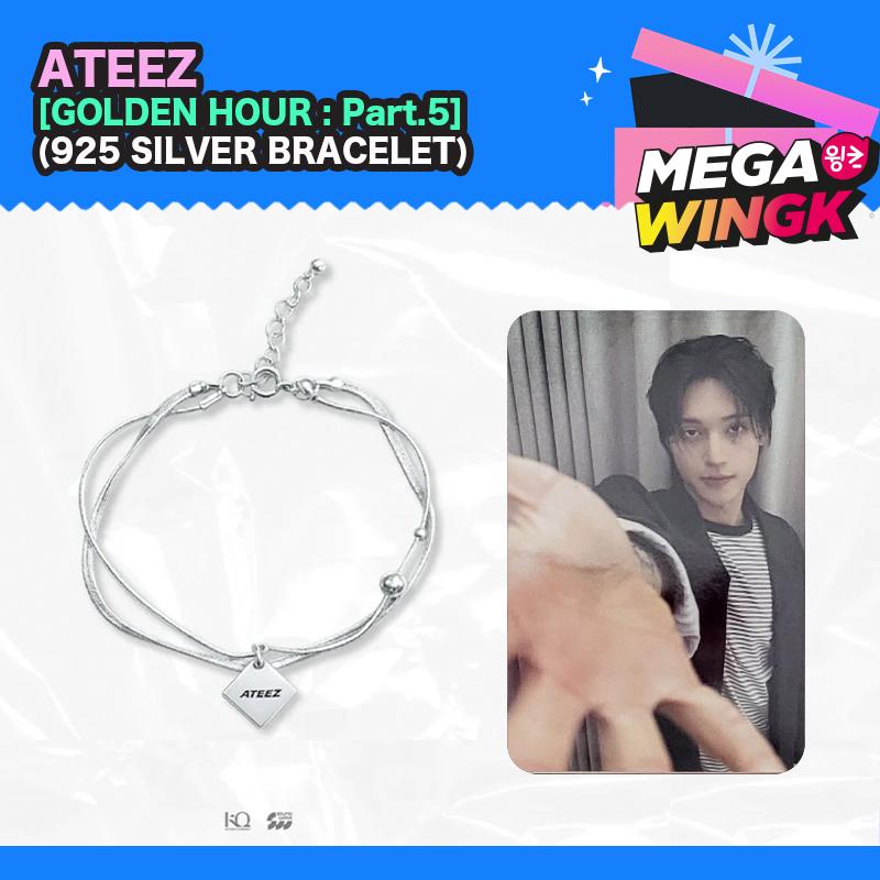 [ATEEZ GOLDEN HOUR : Part.5 Official MD] Rare Limited Edition 925 Silver Plated Bracelet + Official Photocard (1 Pc)
