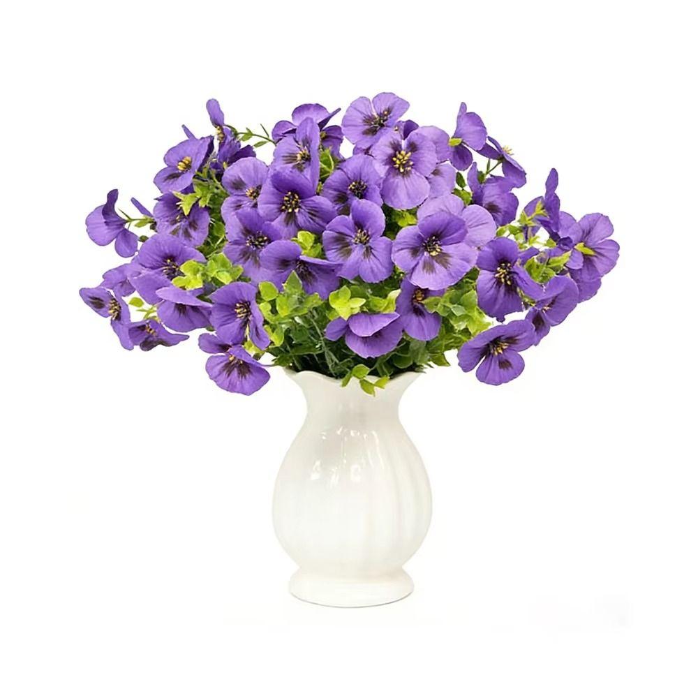 10Pcs/Set Fake Plants Artificial Pansy Flowers Simulated Violet Bouquet  Photography Props