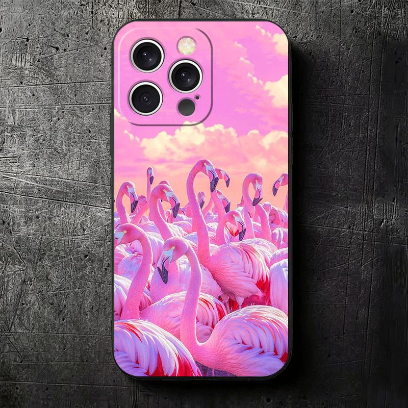 Pink Red Dreamy Flamingo Soft Phone Case for iPhone 16 16E 17 Air 15 Pro Max 14 Plus 13 Mini 11 12 7 Black Cover Back Shell