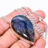 Labradorite Gemstone Handmade 925 Sterling Silver Jewelry Necklace 20" KJ-591
