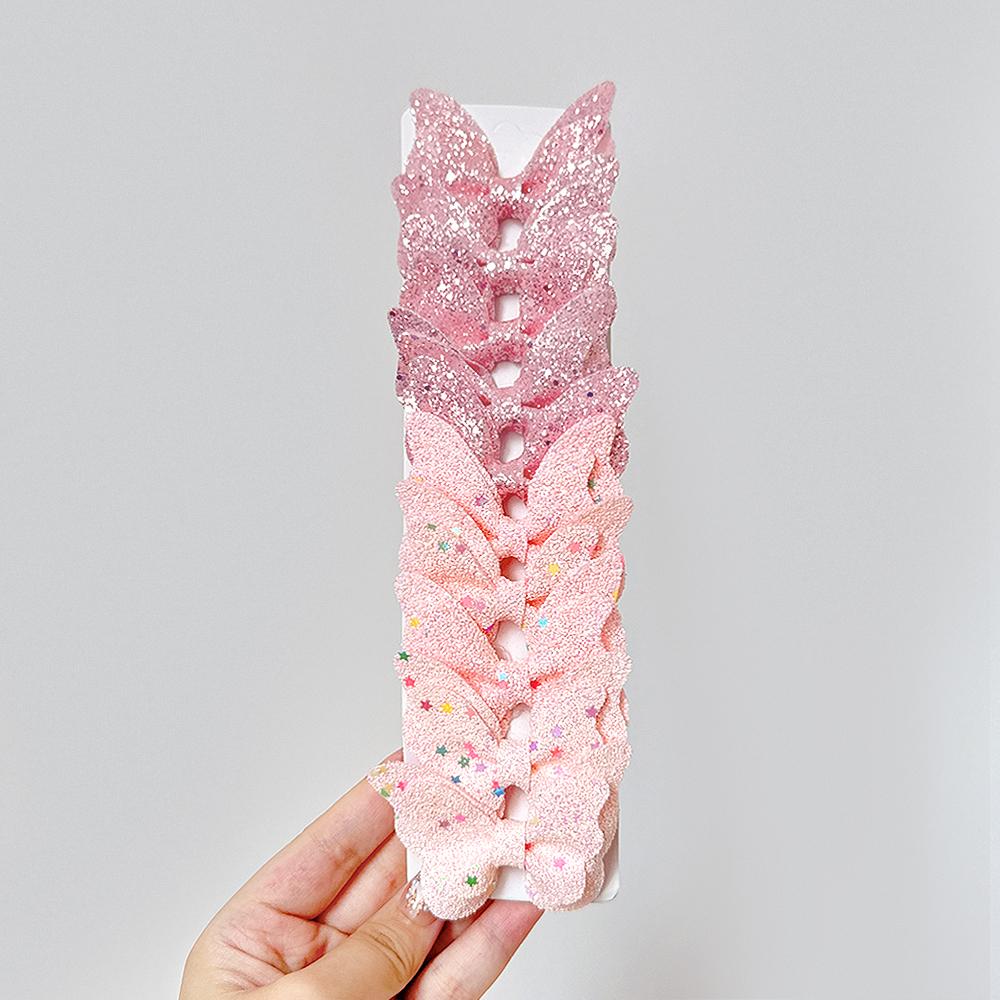 BABY BOWS Gradient Color Butterfly Bows Hair Clips for Women Girls Leather Hairpins Barrettes Headwear 10Pcs/set Gift Hairgripes