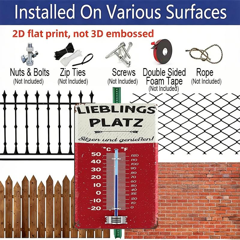 2D Flat, 1pc Aluminium Decorative Sign & Plaque, Vintage German Thermometer Wall Art, Perfect for Rooms, Kitchens, Living Rooms, Indoor & Outdoor